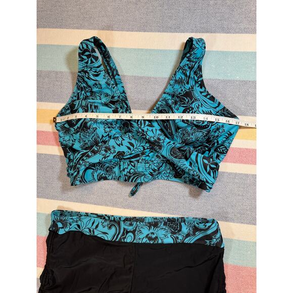 NWT Aqua Eve Boy Short Bikini XL Blue Black Paisley - Picture 8 of 8